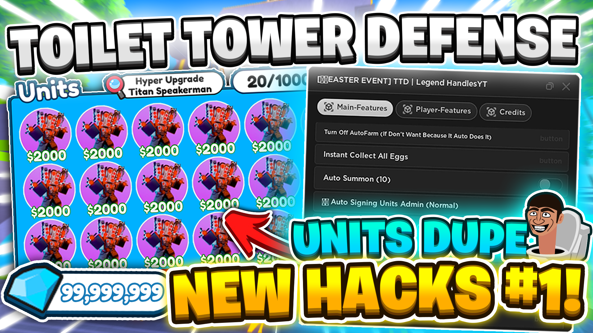 Legend Handles NEW Toitlet Tower Defense UNITS DUPE